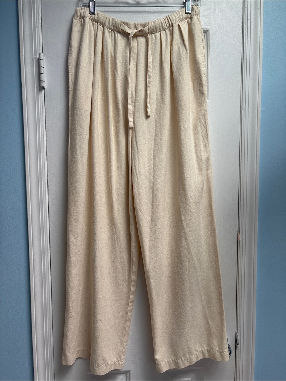 NWT Vintage The Limited 100% Silk Wide Leg Cream Pants Women's Trousers Size L !